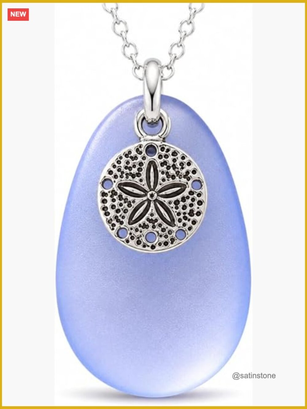 Sterling Silver Sand Dollar Necklace with Sea Glass Pendant